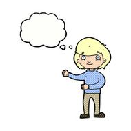 cartoon happy person with thought bubble N29