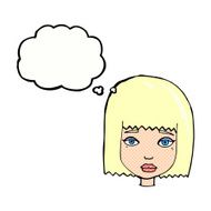 cartoon female face with thought bubble N143