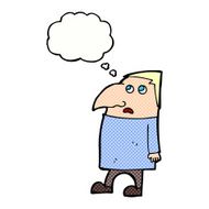 cartoon worried man with thought bubble N90
