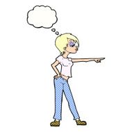 cartoon woman pointing with thought bubble N211