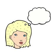 cartoon female face with thought bubble N144