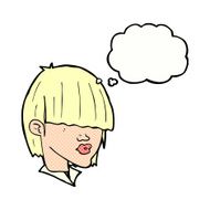 cartoon fashion haircut with thought bubble N10