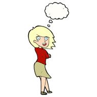 cartoon happy woman with thought bubble N246