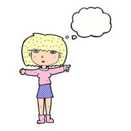 cartoon girl pointing with thought bubble N27