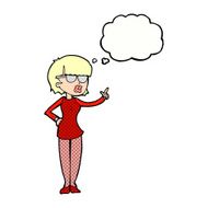 cartoon woman wearing spectacles with thought bubble N39