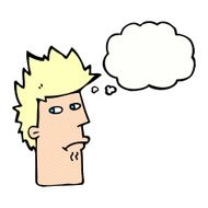 cartoon nervous expression with thought bubble N6