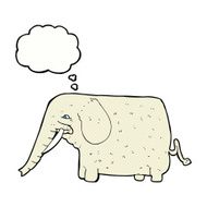 cartoon big elephant with thought bubble N2