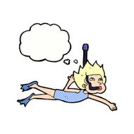 cartoon swimmer with snorkel thought bubble N9