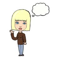 cartoon woman waving with thought bubble N333