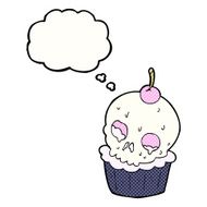 cartoon halloween cup cake with thought bubble N9
