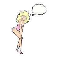 cartoon woman in lingerie with thought bubble N46