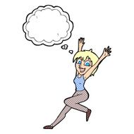 cartoon excited woman with thought bubble N130