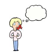 cartoon woman sticking out tongue with thought bubble N10
