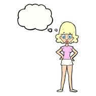 cartoon surprised woman with thought bubble N240