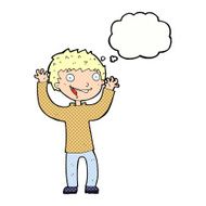 cartoon excited boy with thought bubble N141