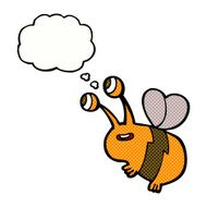 cartoon happy bee with thought bubble N19