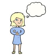 cartoon happy woman with thought bubble N247