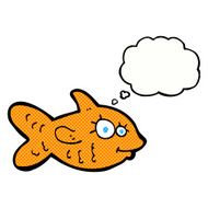 cartoon happy goldfish with thought bubble N6