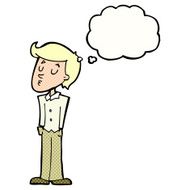 cartoon calm man with thought bubble N9