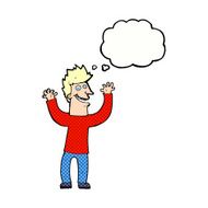 cartoon excited man with thought bubble N66