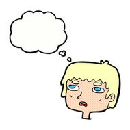 cartoon unhappy face with thought bubble N19