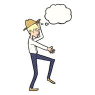 cartoon fashionable man with thought bubble N9