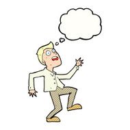 cartoon man panicking with thought bubble N53