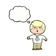 cartoon shocked boy with thought bubble N28