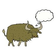 cartoon annoyed hairy cow with thought bubble N2