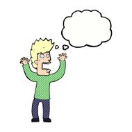 cartoon terrified man with thought bubble N219