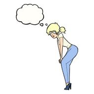 cartoon woman posing with thought bubble N27