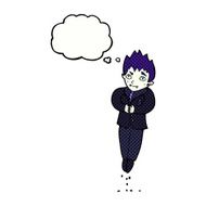 cartoon floating vampire with thought bubble N10