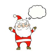 cartoon happy santa claus with thought bubble N29