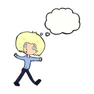 cartoon surprised man walking with thought bubble N10