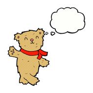 cartoon waving teddy bear with thought bubble N22