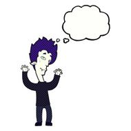 cartoon vampire man with thought bubble N115