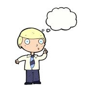 cartoon school boy with thought bubble N10