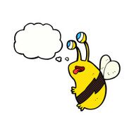 cartoon funny bee with thought bubble N10