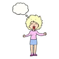 cartoon loud woman with thought bubble N9