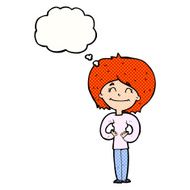 cartoon happy woman with thought bubble N248