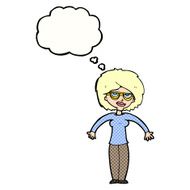 cartoon woman shrugging shoulders with thought bubble N484