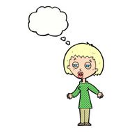 cartoon tired woman with thought bubble N30