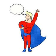 cartoon superhero with thought bubble N23