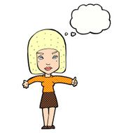 cartoon woman giving thumbs up symbol with thought bubble N65
