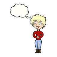 cartoon crazy excited woman with thought bubble N19