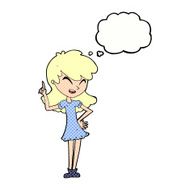 cartoon girl making point with thought bubble N10