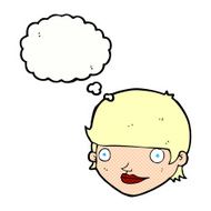 cartoon happy female face with thought bubble N181