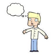 cartoon shocked man with thought bubble N107