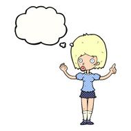 cartoon woman explaining her point with thought bubble N34