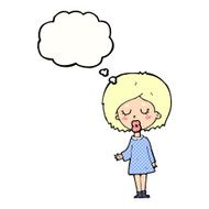 cartoon woman explaining her point with thought bubble N36